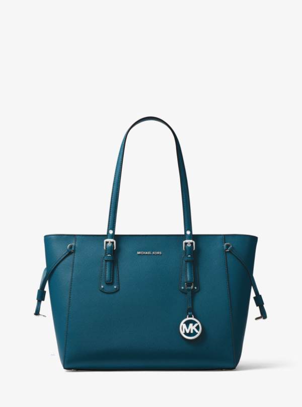 Damske Prenosná Taška Michael Kors Voyager Medium Crossgrain Leather Tyrkysové - Kabelky Michael Kors Vypredaj | ZOSXQ-8134